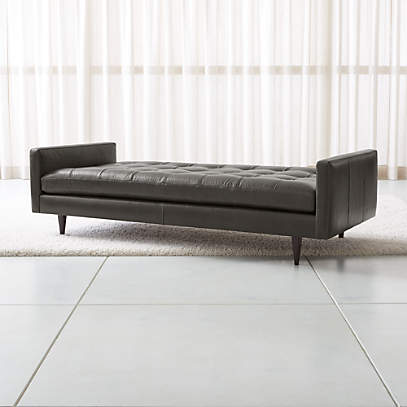 Petrie Leather Midcentury Daybed, Daybed Leather