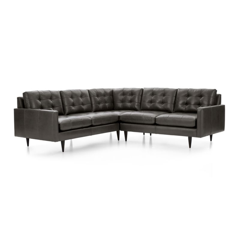 Petrie Leather 2-Piece L-Shaped Midcentury Sectional Sofa - image 3 of 4