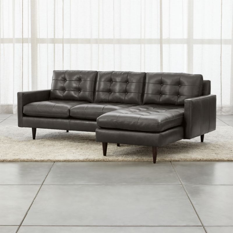 Petrie Leather 2-Piece Right-Arm Chaise Midcentury Sectional Sofa - image 2 of 4