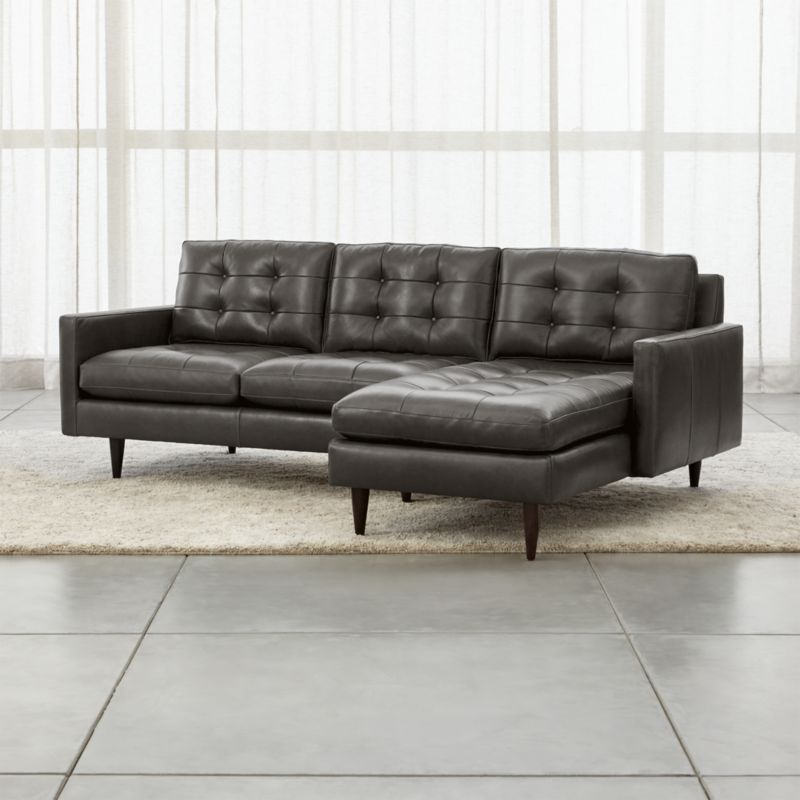 Petrie Leather 2-Piece Right-Arm Chaise Midcentury Sectional Sofa - image 0 of 4