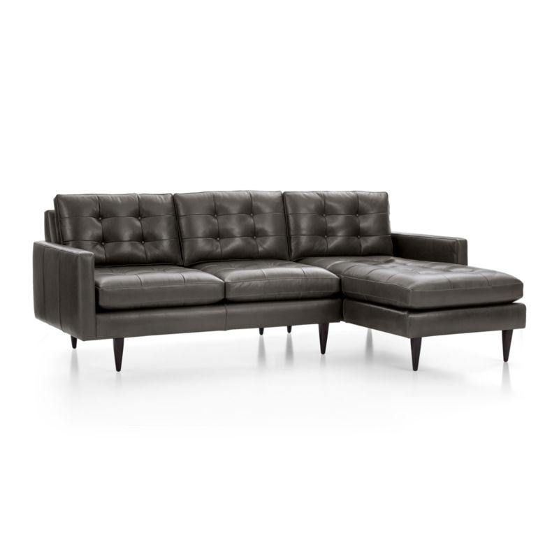 Petrie Leather 2-Piece Right-Arm Chaise Midcentury Sectional Sofa - image 3 of 4