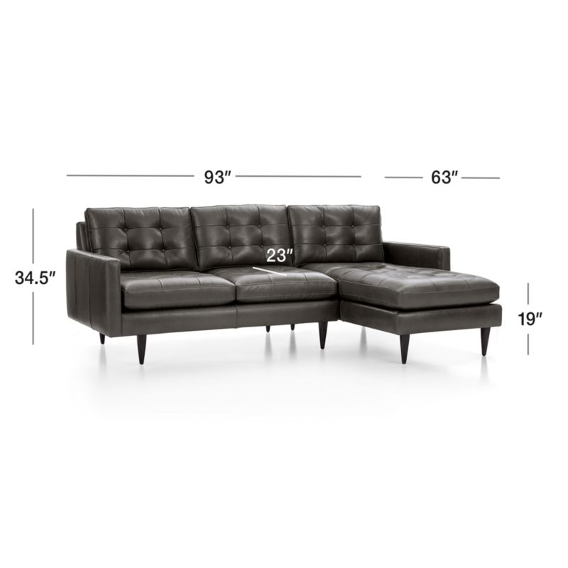 View Petrie Leather 2-Piece Right-Arm Chaise Midcentury Sectional Sofa - image 2 of 5