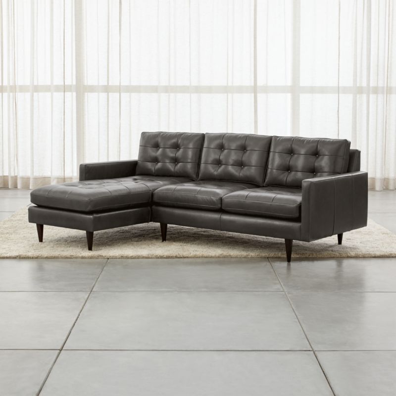 Petrie Leather 2-Piece Left-Arm Chaise Midcentury Sectional Sofa - image 2 of 4