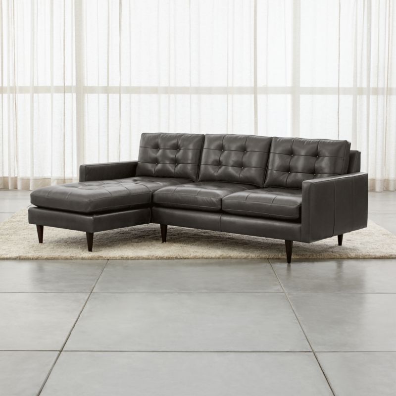 Petrie Leather 2-Piece Left-Arm Chaise Midcentury Sectional Sofa - image 0 of 4