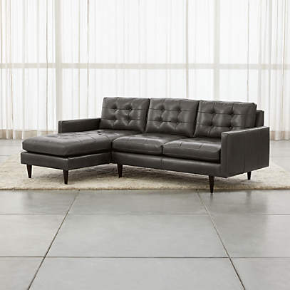 Petrie Leather 2 Piece Left Arm Chaise, Mid Century Modern Sectional Sofa Canada