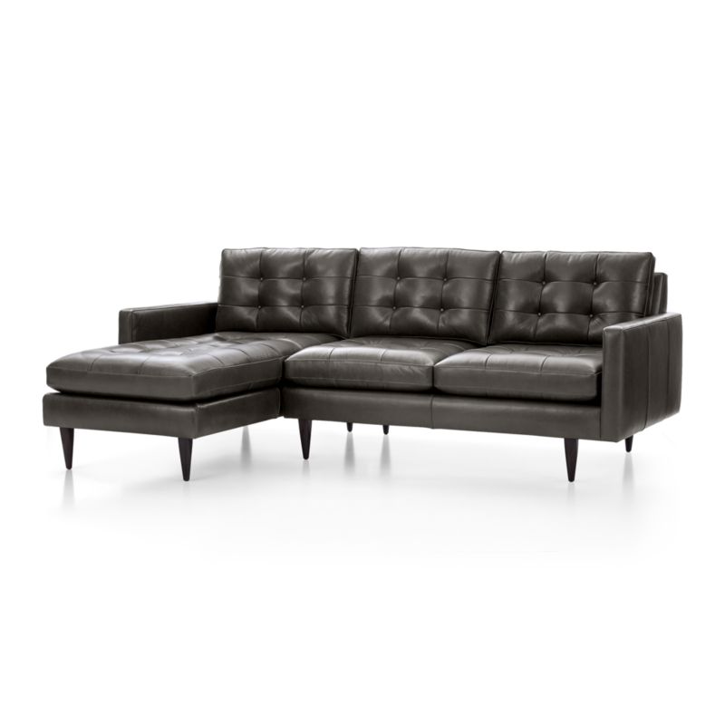 Petrie Leather 2-Piece Left-Arm Chaise Midcentury Sectional Sofa - image 3 of 4