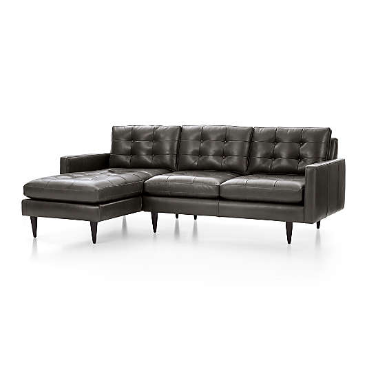 Petrie Leather 2-Piece Left-Arm Chaise Midcentury Sectional Sofa