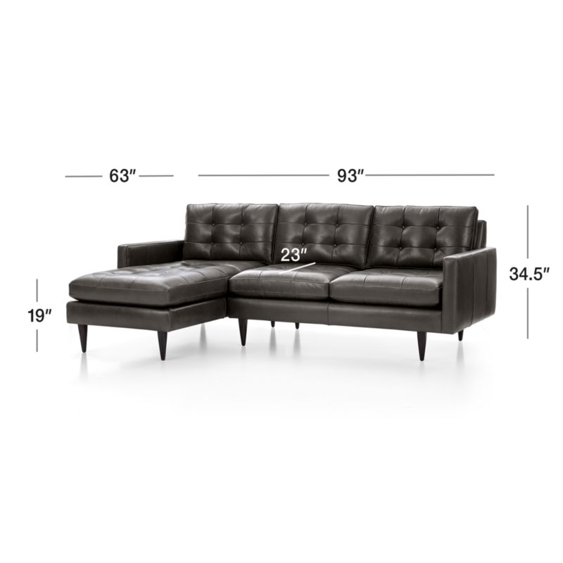 View Petrie Leather 2-Piece Left-Arm Chaise Midcentury Sectional Sofa - image 2 of 5