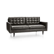 Petrie Small Leather Sofa + Reviews | Crate & Barrel