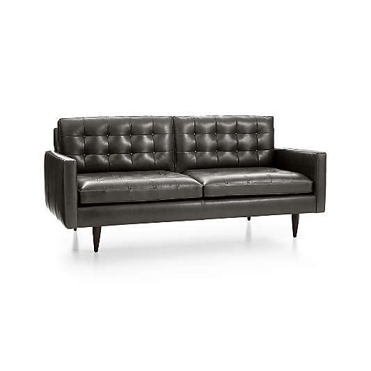 Petrie Leather Midcentury Apartment Sofa