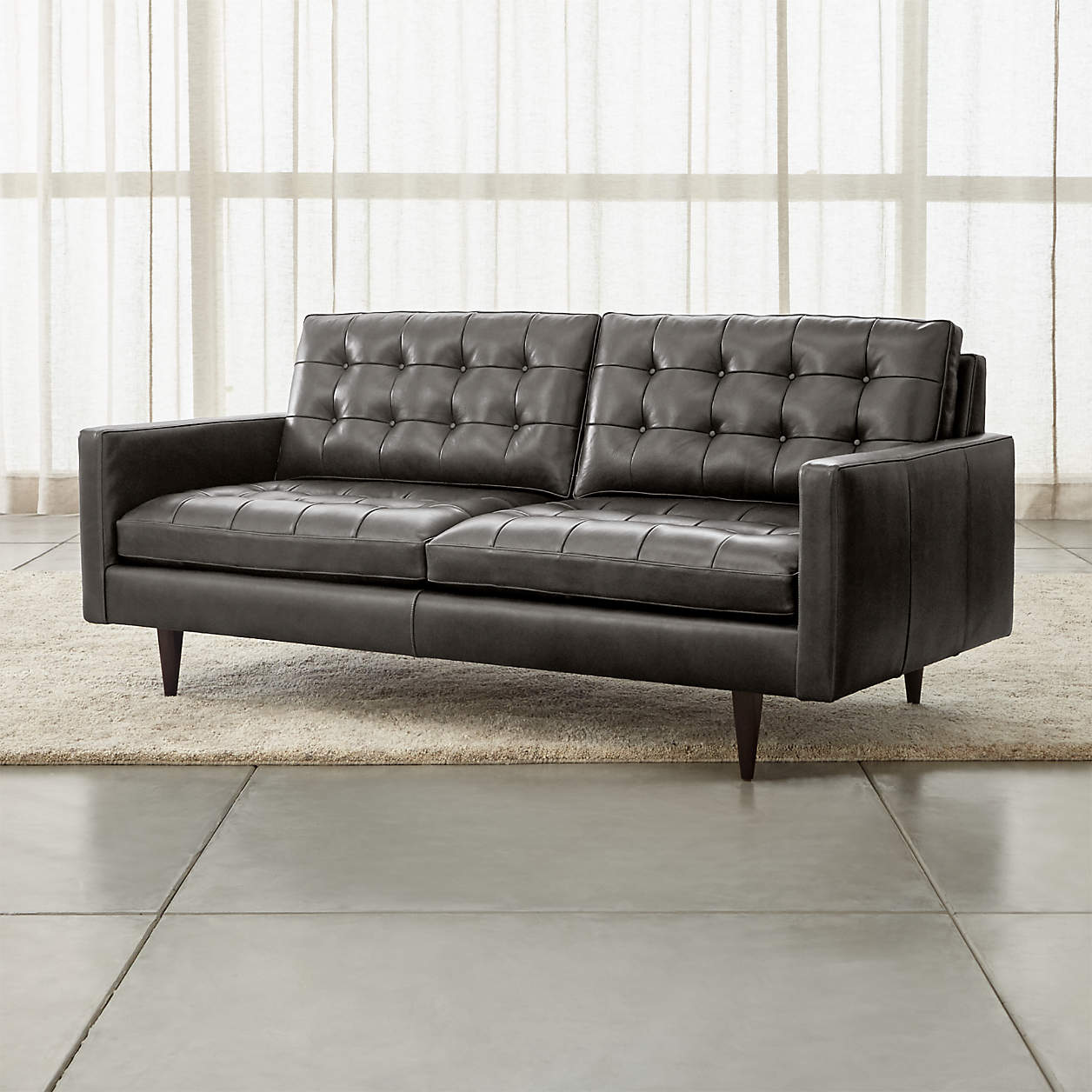 Petrie Small Leather Sofa + Reviews Crate & Barrel