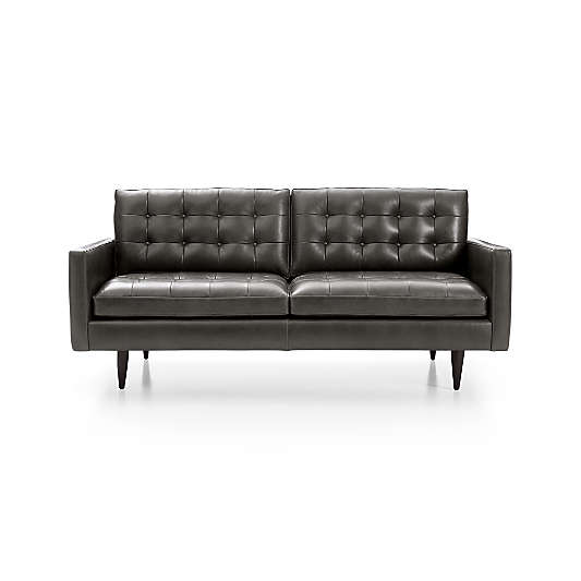 Petrie Leather Midcentury Apartment Sofa