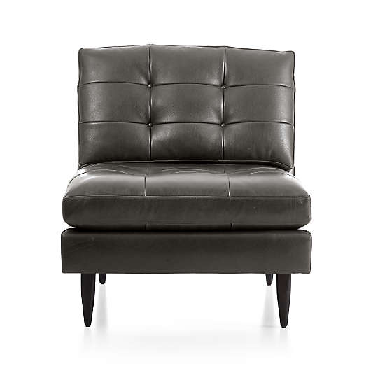 Petrie Leather Midcentury Armless Chair Sectional Piece
