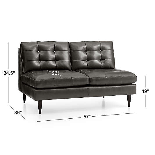 Petrie Leather Midcentury Armless Loveseat