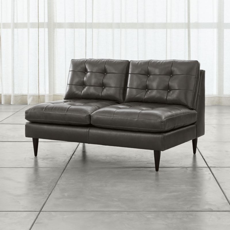 Petrie Leather Midcentury Armless Loveseat - image 2 of 7