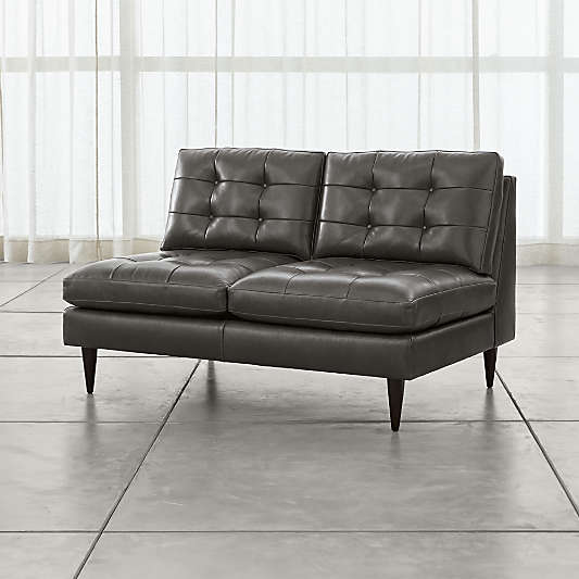 Petrie Leather Midcentury Armless Loveseat