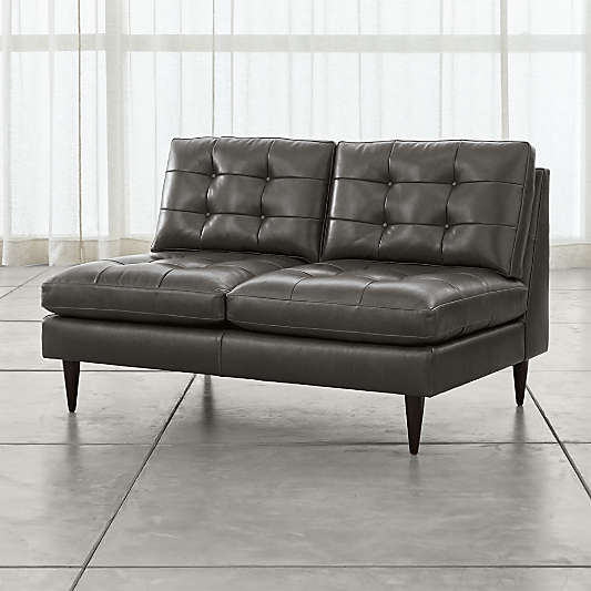 Petrie Leather Midcentury Armless Loveseat