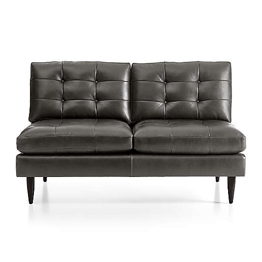 Petrie Leather Midcentury Armless Loveseat Sectional Piece