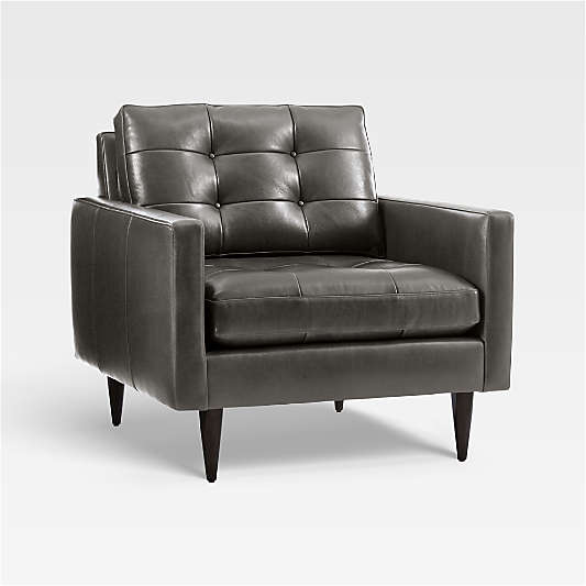 Petrie 35" Leather Midcentury Chair