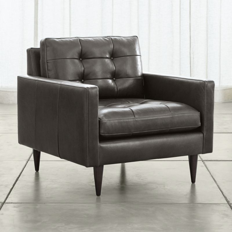 Petrie 35" Leather Midcentury Chair - image 3 of 8