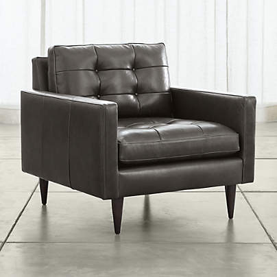 Petrie 35" Leather Midcentury Chair