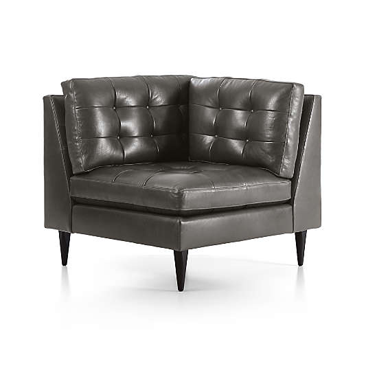 Petrie Leather Midcentury Corner Chair Sectional Piece