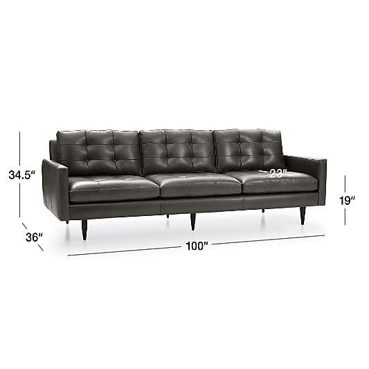 Petrie Leather Midcentury Sofa (65.5"-100")