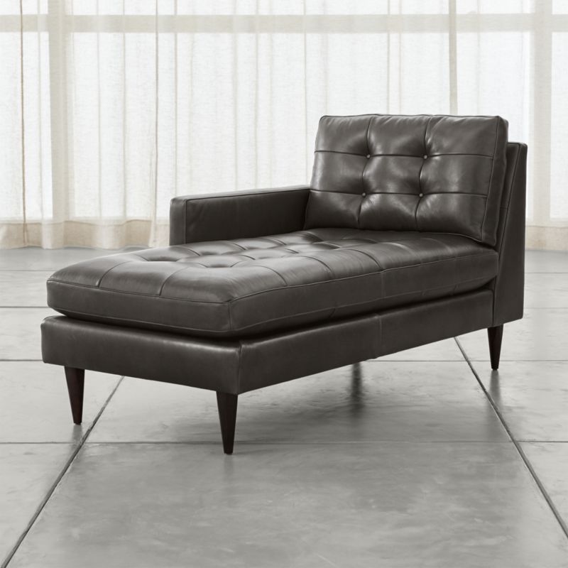 Petrie Leather Left Arm Midcentury Chaise Lounge - image 0 of 5