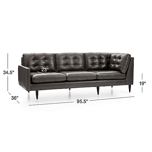 Petrie Leather Midcentury Left-Arm Corner Sofa