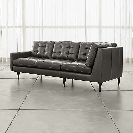 Petrie Leather Midcentury Left-Arm Corner Sofa