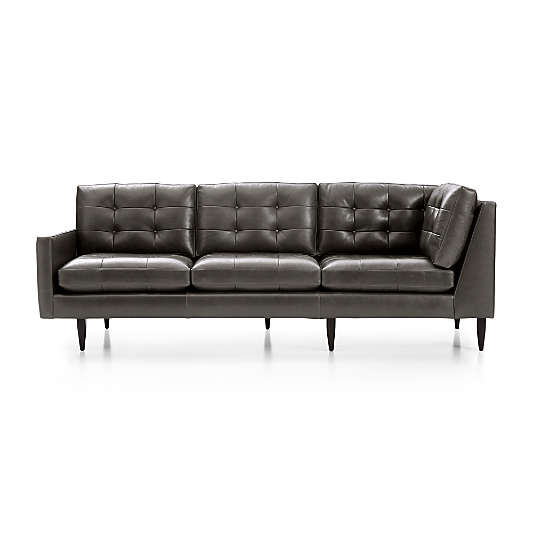 Petrie Leather Midcentury Left-Arm Corner Sofa Sectional Piece