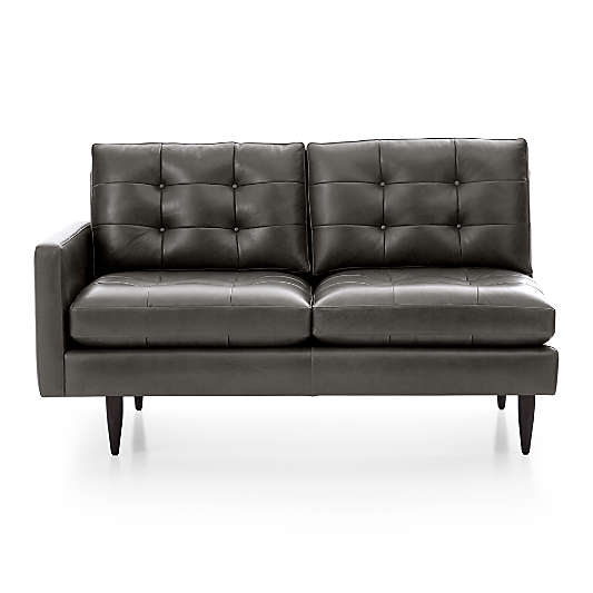 Petrie Leather Left Arm Midcentury Loveseat