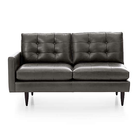 Petrie Leather Midcentury Left-Arm Loveseat Sectional Piece