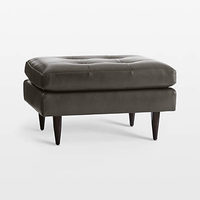 Petrie 34" Leather Midcentury Ottoman