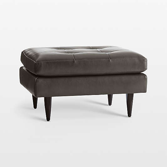 Petrie 34" Leather Midcentury Ottoman