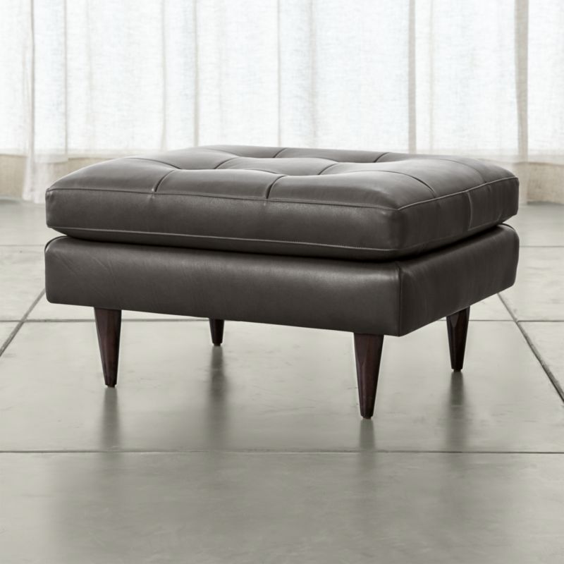 Petrie Leather Midcentury Ottoman - image 1 of 5