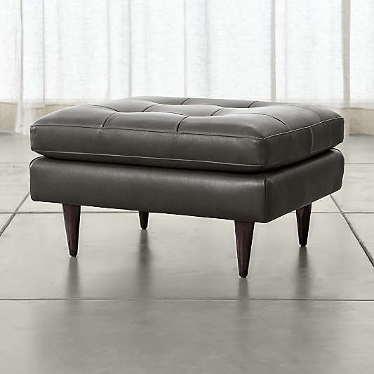 Petrie Leather Midcentury Ottoman