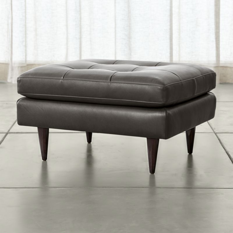 Petrie Leather Midcentury Ottoman - image 0 of 5