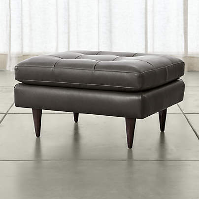 Petrie Leather Midcentury Ottoman