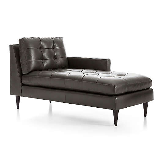 Petrie Leather Midcentury Right-Arm Chaise Lounge Sectional Piece
