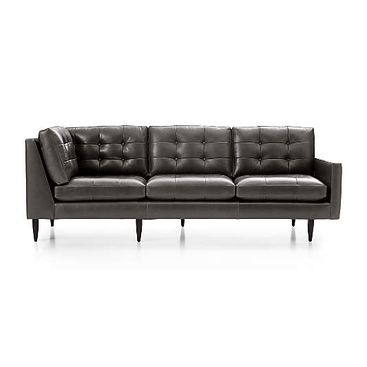 Petrie Leather Midcentury Right-Arm Corner Sofa Sectional Piece