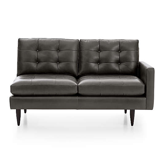 Petrie Leather Midcentury Right-Arm Loveseat Sectional Piece