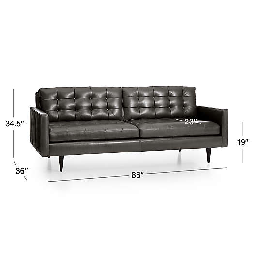 Petrie Leather Midcentury Sofa (65.5"-100")