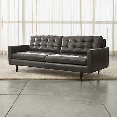 Petrie Black Leather Sofa Reviews, Modern Mid Century Sofa Leather