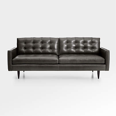 Petrie 86" Leather Midcentury Sofa