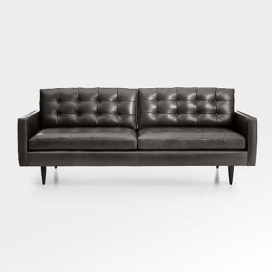 Petrie Leather Midcentury Sofa (65.5"-100")