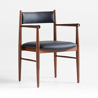 Petrie Barley Ash Black Leather Dining Armchair