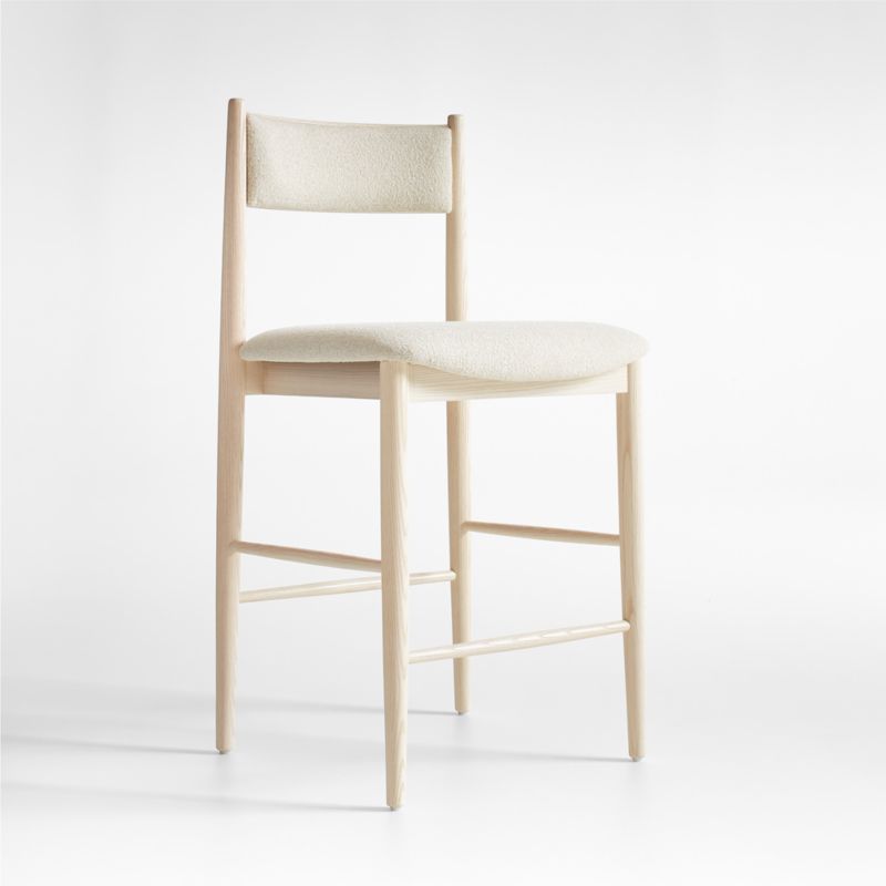 Petrie Bleached Ash Upholstered Counter Stool with Performance Fabric - image 3 of 10