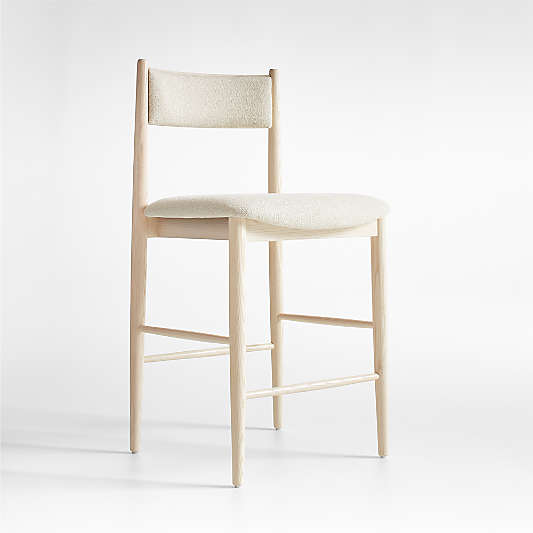 Petrie Bleached Ash Upholstered Counter Stool with Performance Fabric