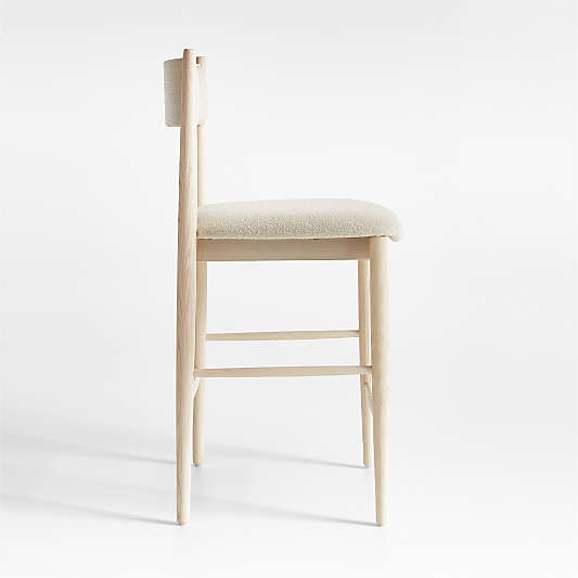 Petrie Bleached Ash Upholstered Counter Stool with Performance Fabric